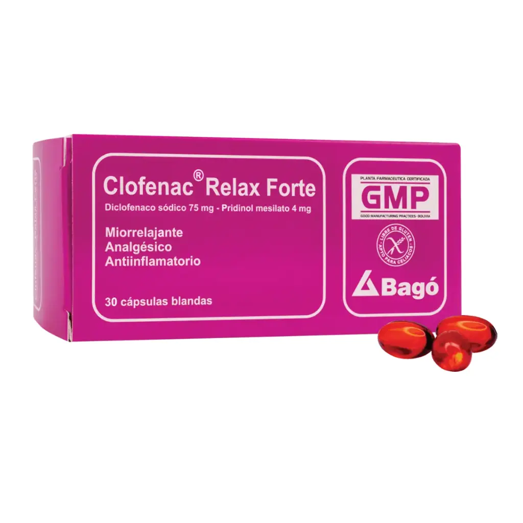 Clofenac Relax Forte Diclofenaco Sodico 50Mg Y Pridinol Mesilato 4Mg X Capsula Blanda