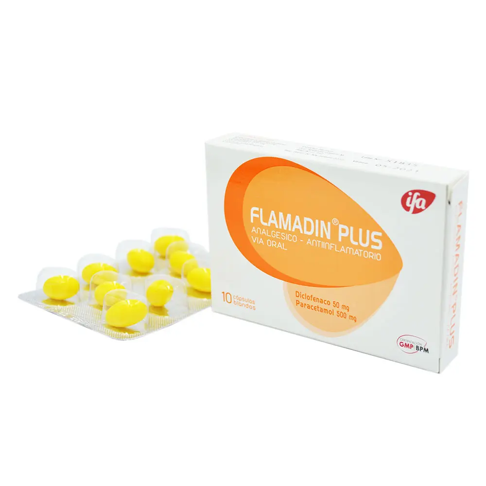 Flamadin Plus Diclofenaco Y Paracetamol X Capsula Blanda